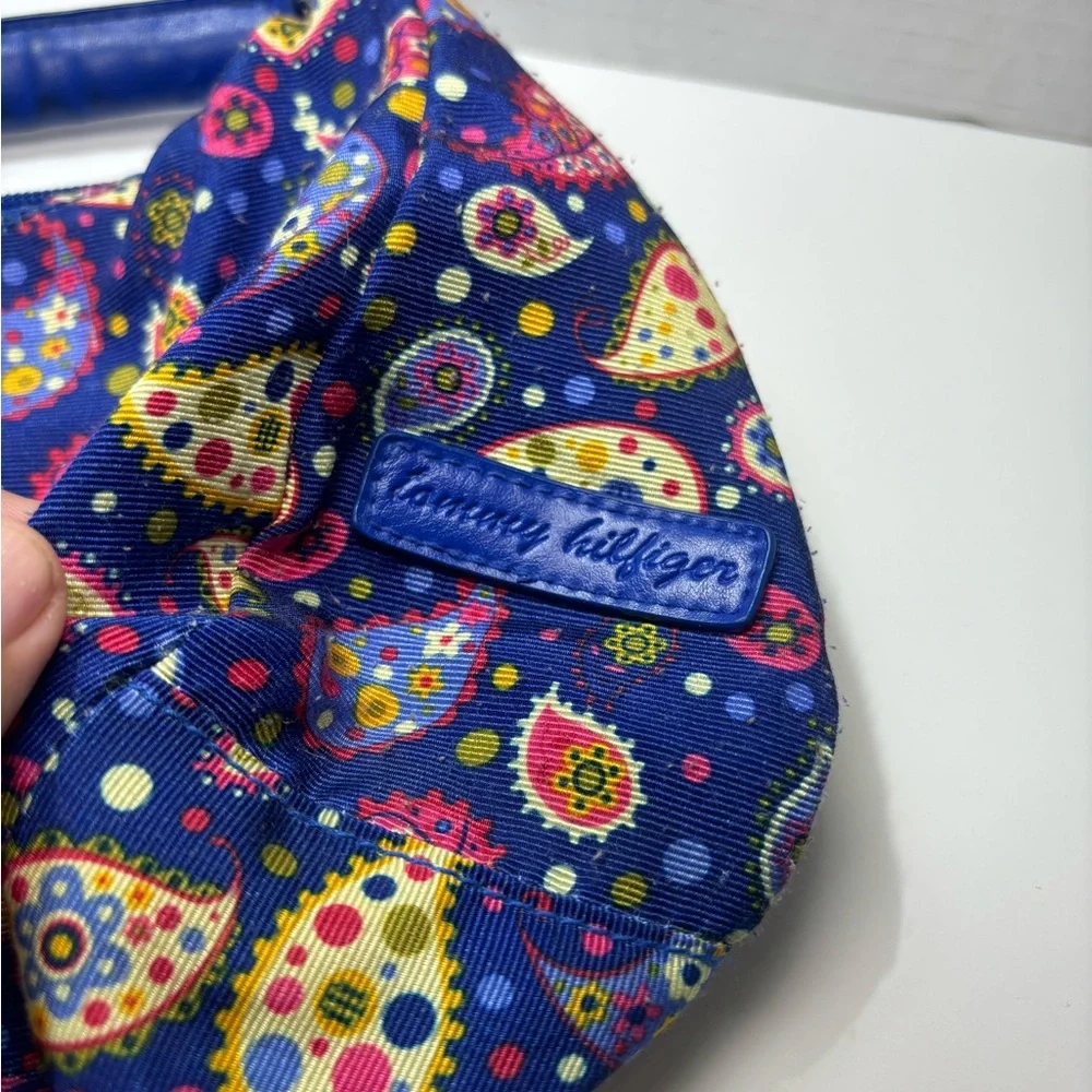 Vintage Tommy Hilfiger Blue Paisley HT logo Tote Bag Nylon Changeable Shape - Picture 3 of 13